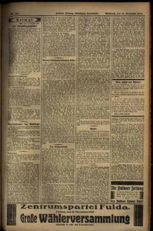 Zweite Ausgabe vom Mittwoch, den 13. November 1929.