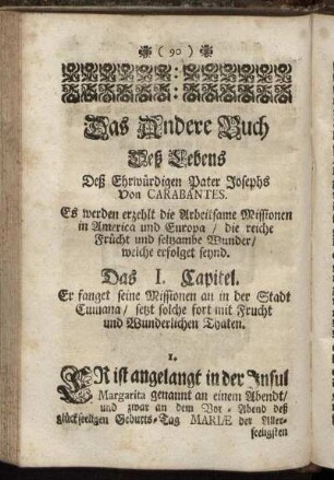 Das Andere Buch Deß Lebens Deß Ehrwürdigen Pater Josephs Von Carabantes.
