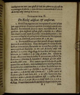 Segmentum II. De Eccles. ædificat. & consecrat.