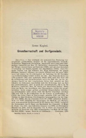 Englische Wirtschaftsgeschichte : eine Einleitung in die Entwickelung von Wirtschaftsleben und Wirtschaftslehre, 1. Das Mittelalter