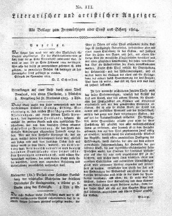 Literarischer und artistischer Anzeiger, No. III.