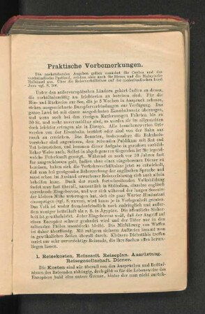 1. Reisekosten, Reisezeit, Reiseplan, Ausrüstung, Reisegesellschaft, Diener.