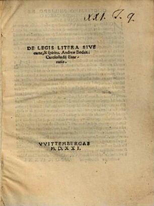 De Legis Litera Sive carne, & spiritu