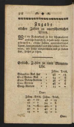 Zugabe etlicher Zahlen zu unterschiedlichen Uhren.