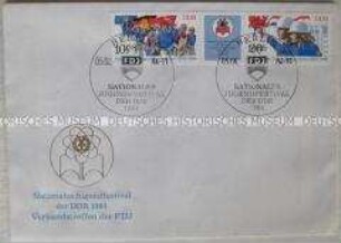 Ersttagsbrief mit Sondermarke und -stempel zum Nationalen Jugendfestival 1984