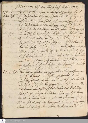 Reisetagebuch von Gotthilf August Francke.