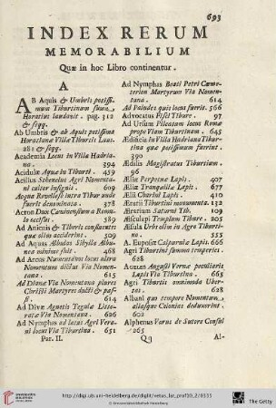 Index Rerum Memorabilium Quæ in hoc Libro continentur