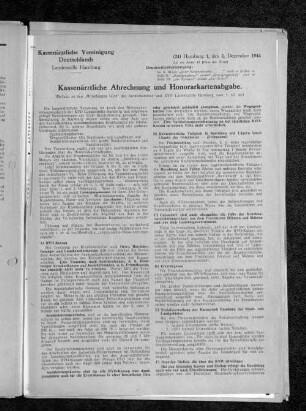 Kassenärztliche Abrechnung und Honorarkartenabgabe.