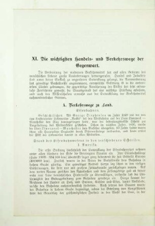 XI. Die wichtigsten Handels- und Verkehrswege der Gegenwart