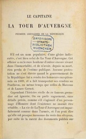 Le capitaine La Tour d'Auvergne, premier grenadier de la république