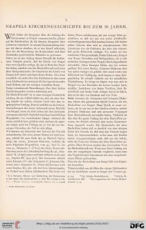 I. Neapels Kirchengeschichte bis zum 10. Jahrh.