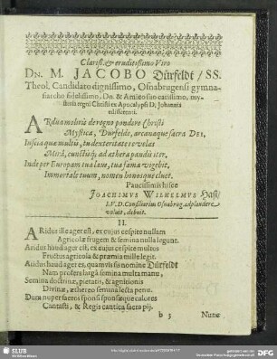 Clariß. & eruditißimo Viro Dn. M. Jacobo Dürfeldt ...