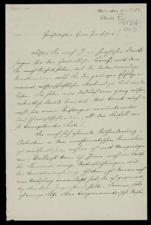 Nr. 1: Brief von Ludwig Scheeffer an Felix Klein, München, 22.5.1884