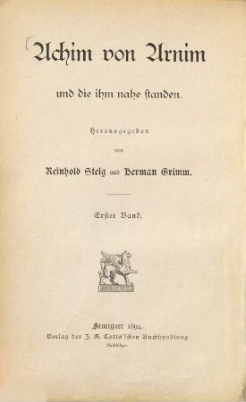Achim von Arnim und die ihm nahe standen, 1. Achim von Arnim und Clemens Brentano