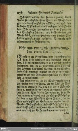 Acht und zwanzigste Unterredung, den 17ten April 1772