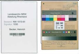 Entnazifizierung Heinrich Becker , geb. 24.08.1901 (Werkmeister)