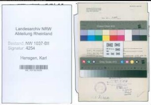 Entnazifizierung Karl Hensgen , geb. 20.02.1897 (Vollziehungsbeamter)
