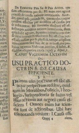 Caput Vigesimum Octavum De Usu Practico Doctrinæ De Causa Efficiente.
