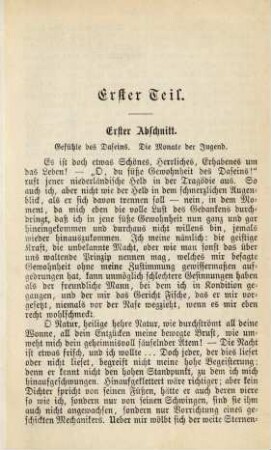 Erster Abschnitt. Gefühle des Daseins. Die Monate der Jugend