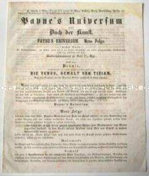 Payne's Universum und Buch der Kunst. Werbeblatt
