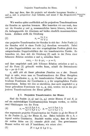 § 3. Projective Transformation der Ebene.