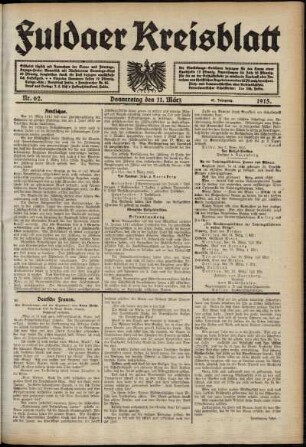 Ausgabe vom Donnerstag, den 11. März 1915.