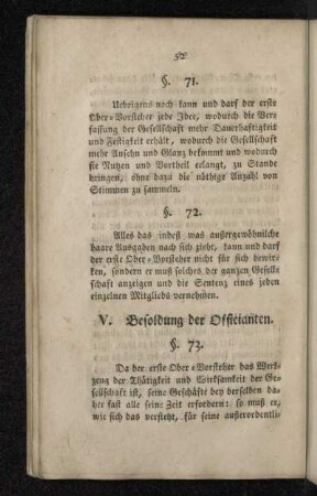 V. Besoldung der Officianten.