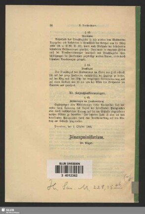 XI. Schlußbestimmungen