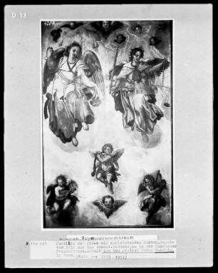 Justitia und Fides mit musizierenden Putten