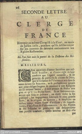 Seconde Lettre Au Clergé De France