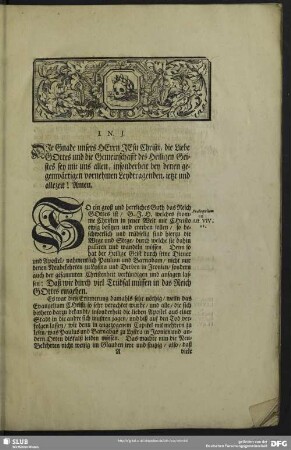 Leichenpredigt : Der Christen thätige Glaubens-Krafft in Besiegung der Trübsalen, [Praeloquium], Leichen-Text, [Exordium], [Propositio], Abhandlung