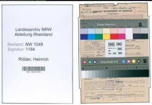 Entnazifizierung Heinrich Ridder , geb. 01.01.1908 (Dolmetscher)