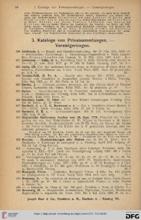 3. Kataloge von Privatsammlungen - Versteigerungen (Nr. 480-608)
