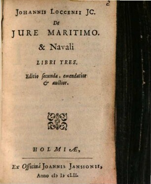 De iure maritimo et navali : libri tres