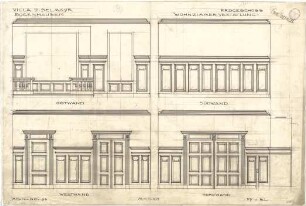 Pfann, Paul; München - Bogenhausen; Villa Jos. Selmayer - Vertäfelung im Wohnzimmer EG (Wandabwicklungen)