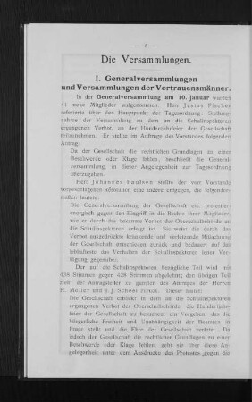 I. Generalversammlungen und Versammlungen der Vertrauensmänner.