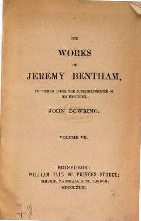 The works of Jeremy Bentham. 7