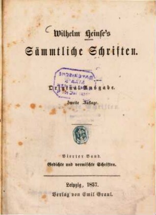 Wilhelm Heinse's Sämmtliche Schriften. 4