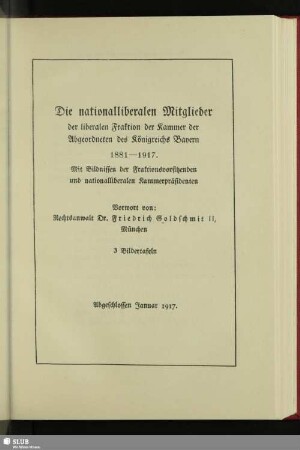 Die nationalliberalen Mitglieder der liberalen Fraktion der Kammer der Abgeordneten des Königreichs Bayern 1881–1917