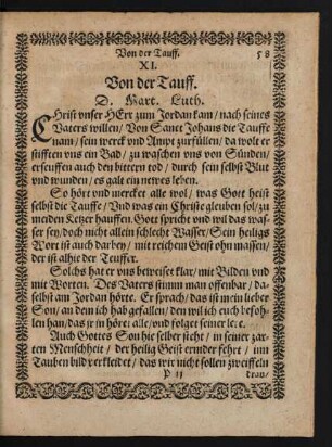 XI. Von der Tauff.