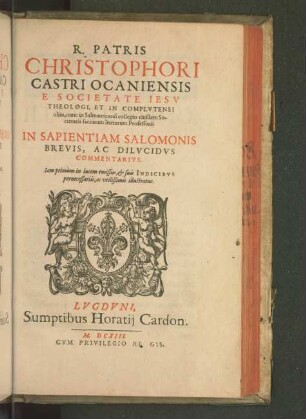 In Sapientiam Salomonis Brevis, Ac Dilvcidvs Commentarivs