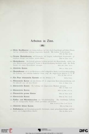 Arbeiten in Zinn (Nr. 258-293)