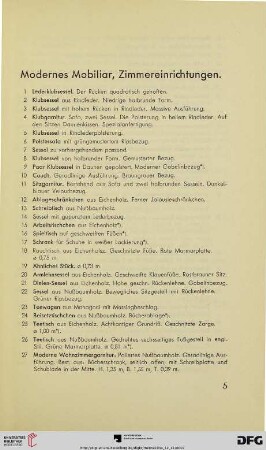 Modernes Mobiliar, Zimmereinrichtungen (Nr. 1-72)