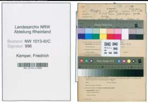 Entnazifizierung Friedrich Kemper , geb. 29.09.1892 (Plosterer)