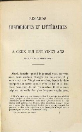 Regards historiques et littéraires