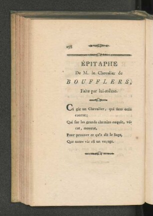 Épitaphe De M. le Chevalier de Boufflers, Faite par lui-même.