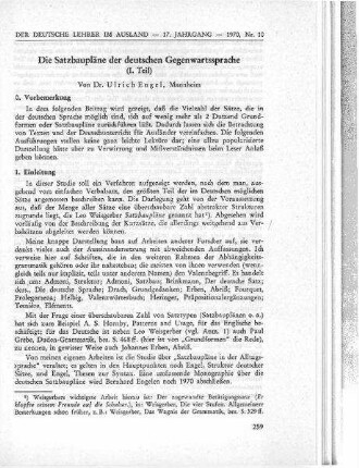 Die Satzbaupläne der deutschen Gegenwartssprache