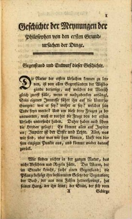 Geschichte der Meynungen der Philosophen von den ersten Grundursachen der Dinge