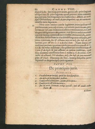 Caput VIII. De principiis iuris.