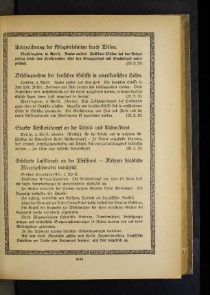 Beschlagnahme der deutschen Schiffe in amerikanischen Häfen.
